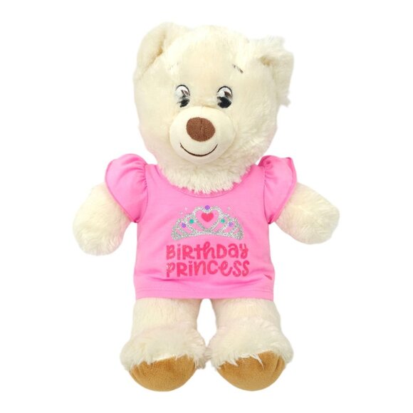 Build A Bear Teddy 15" Plush Birthday Princess T Shirt Cream Stuffed Animal Toy - Picture 1 of 13